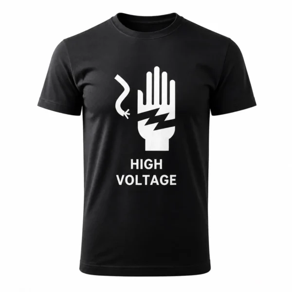 LIVE WIRE – High Voltage Warning T Shirt0